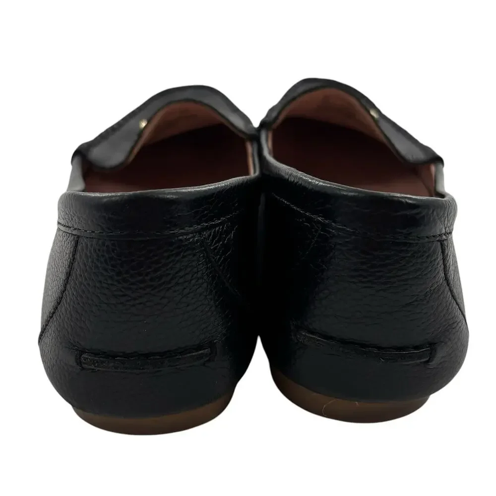 Kate Spade Black Leather Carmen Gold Tone Hardware Loafers